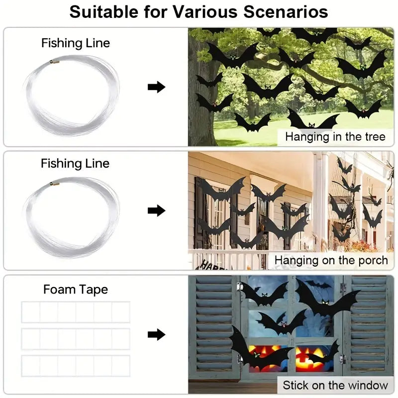 18pcs Batty Delights: Charming Halloween Hangings