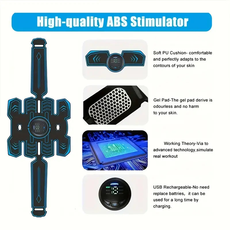 Rechargeable Fitness Belt Set with 6 Modes and 18 Intensity Levels