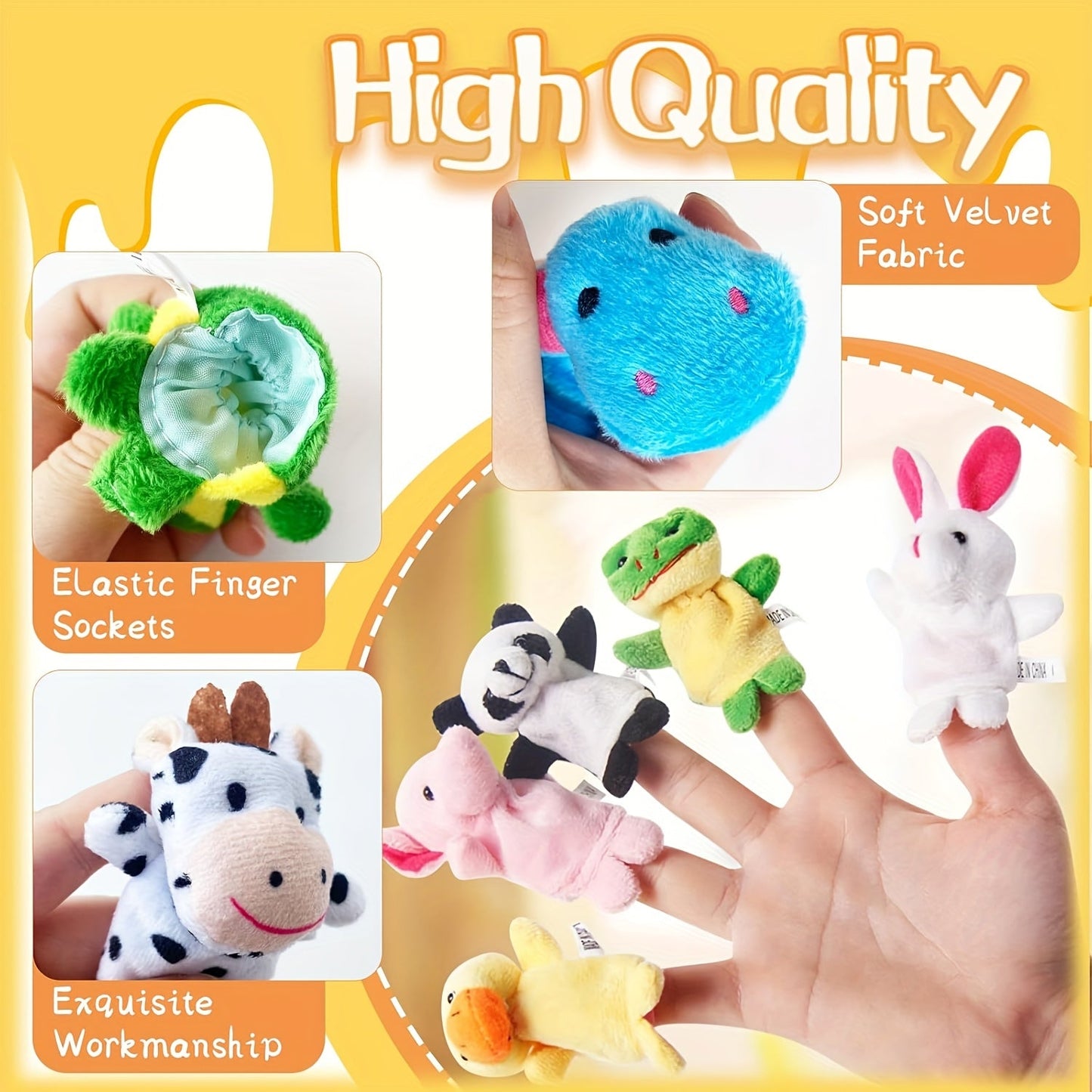 10pcs Mini Animal Finger Puppets Set for Kids