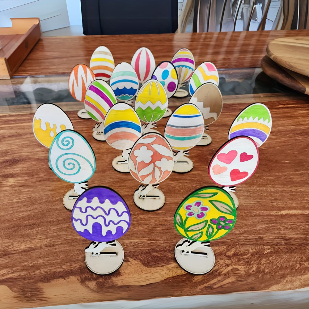 18-Piece Wooden Easter Egg DIY Decoration Set