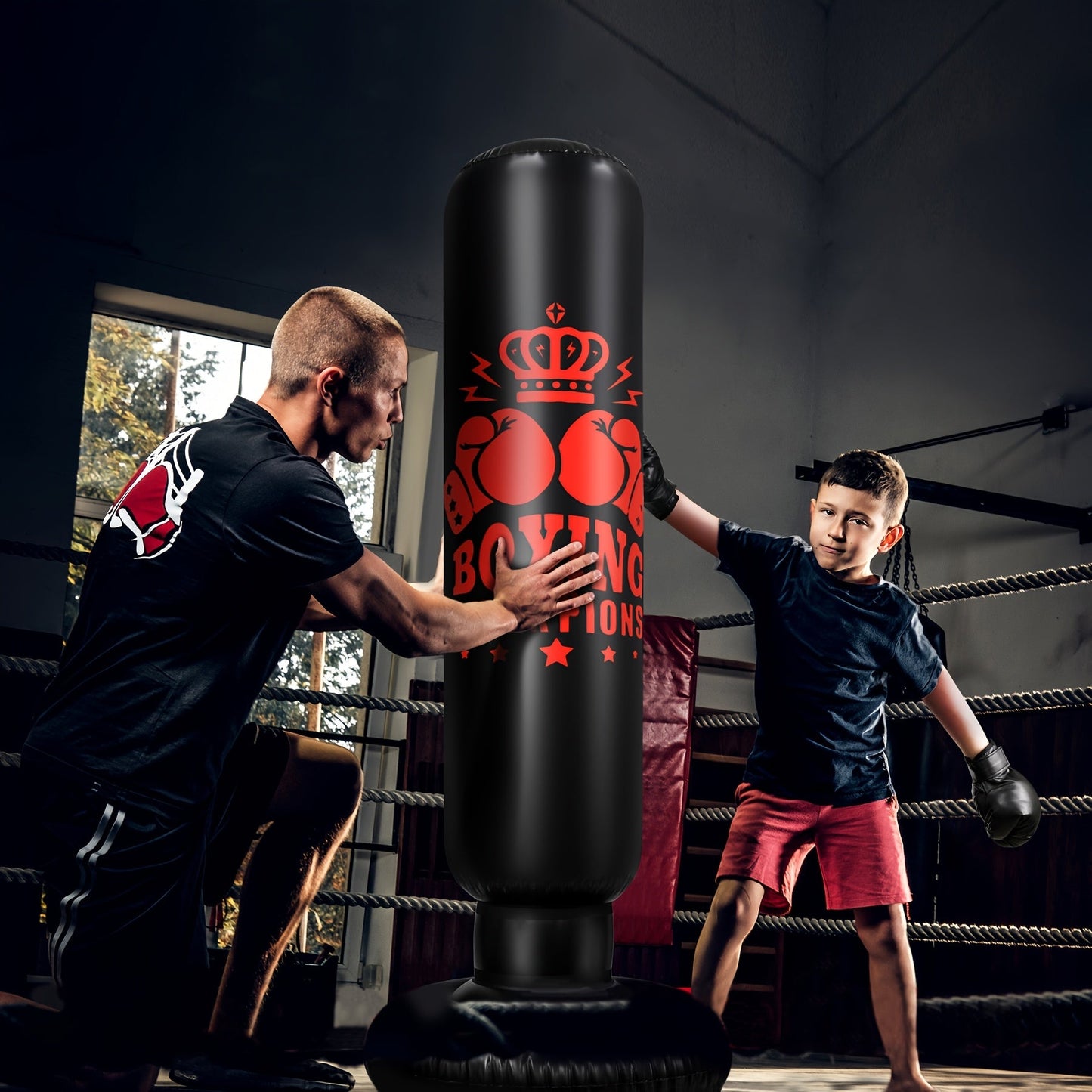 Punching Bag with Gloves & Skipping Rope