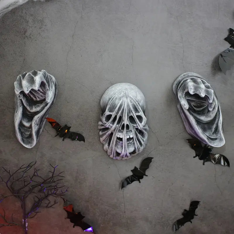 3-Piece Set of 5-Inch Realistic Ghost Hands - Wall-Mounted Head Pendants