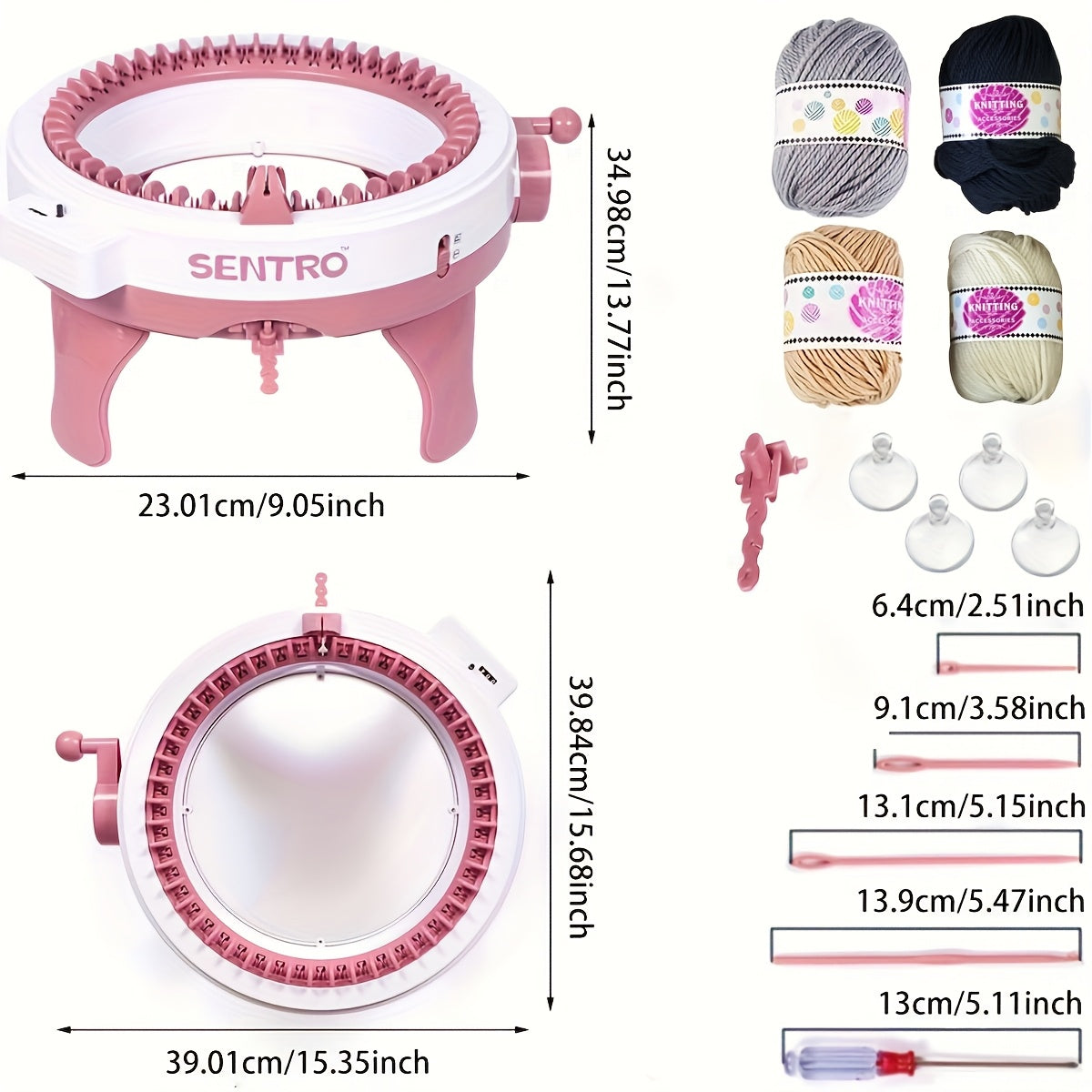 48-Needle Pink Knitting Machine Kit for DIY Crafts