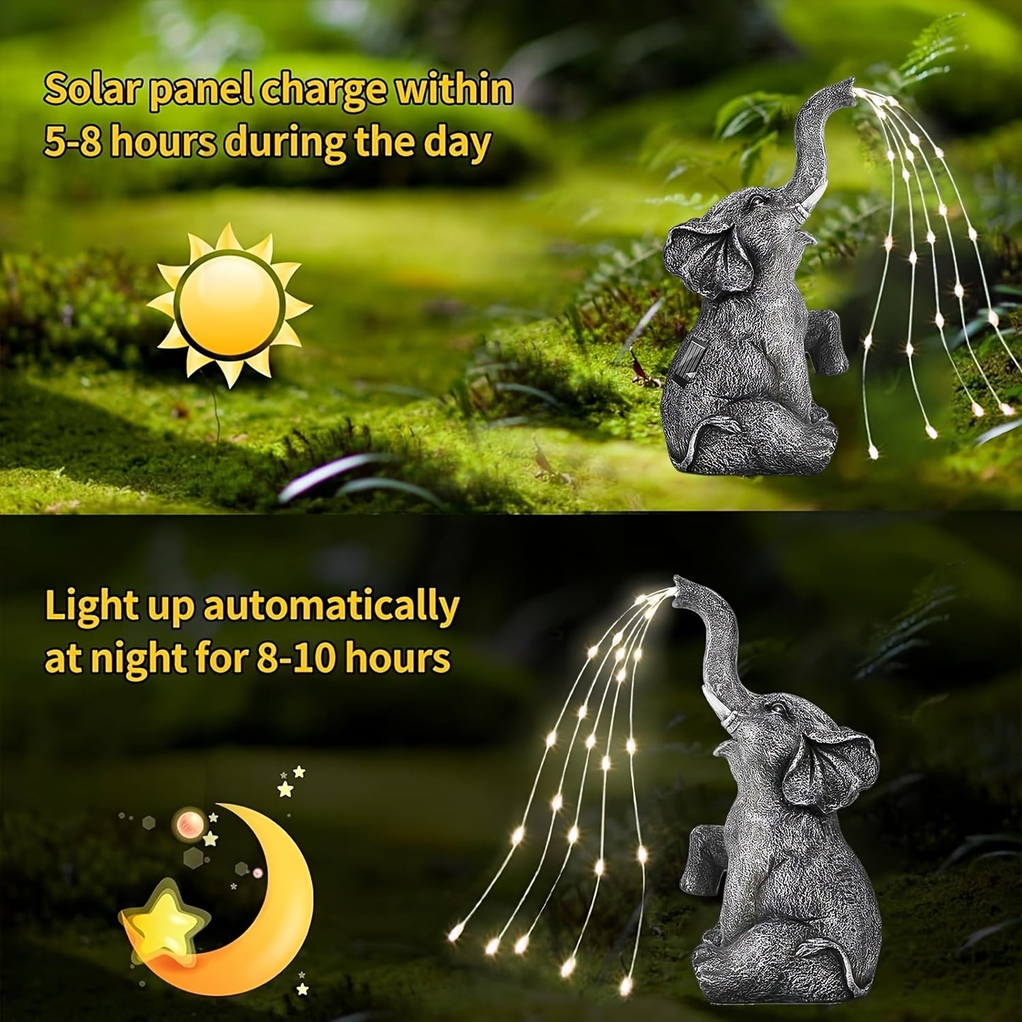 Solar Elephant LED Lantern Garden Light Outdoor Decor