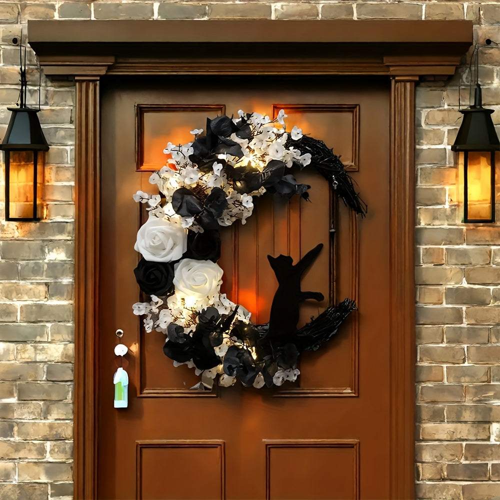 Gothic Cat Moon Wreath