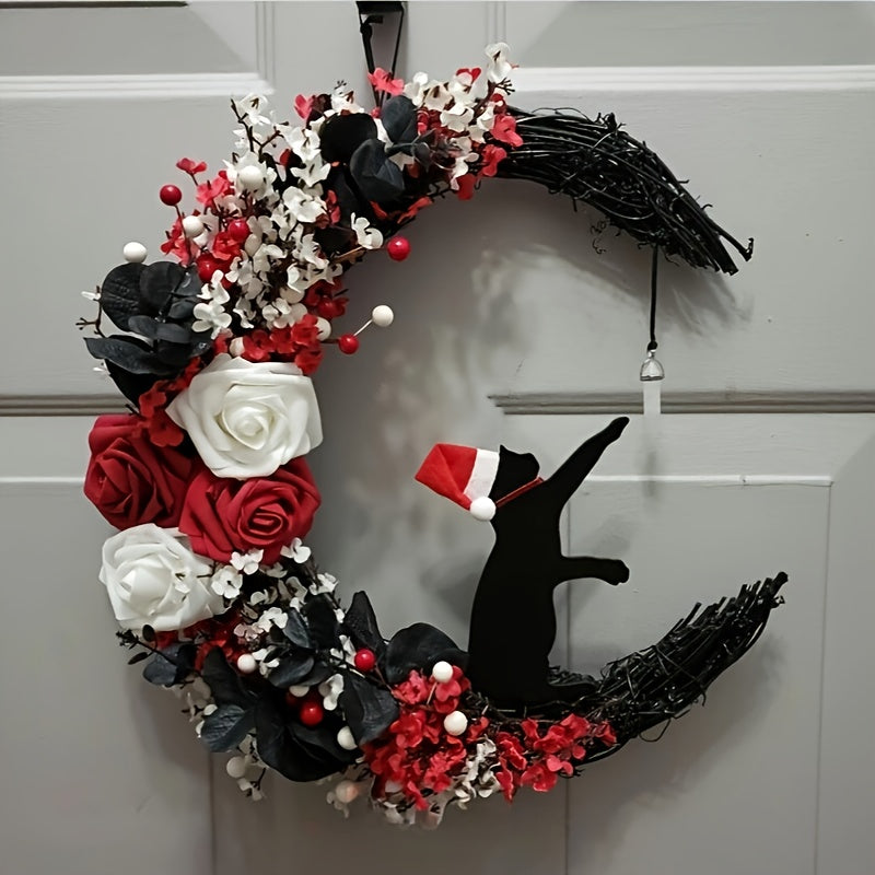 Gothic Black Cat Victorian Wreath Door Hanging