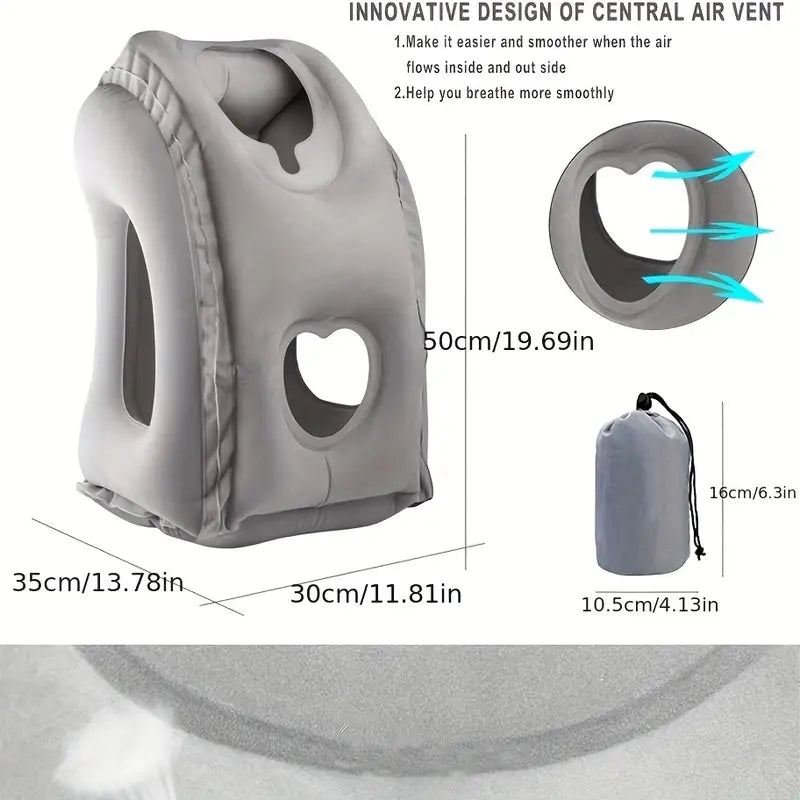 Premium Inflatable Travel Pillow - Gray
