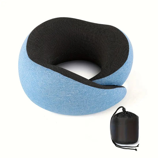 All-Season Travel Pillow - Pure Memory Foam Neck Pillow - Grey+Blue