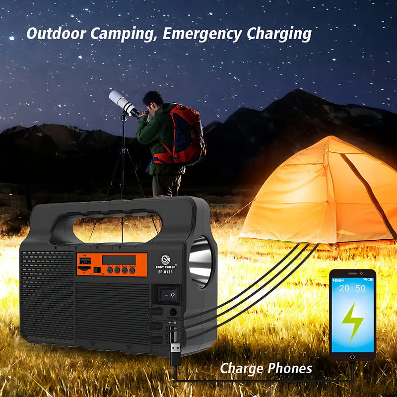 Portable Solar Searchlight: Outdoor Camping LED Light with Energy Storage
