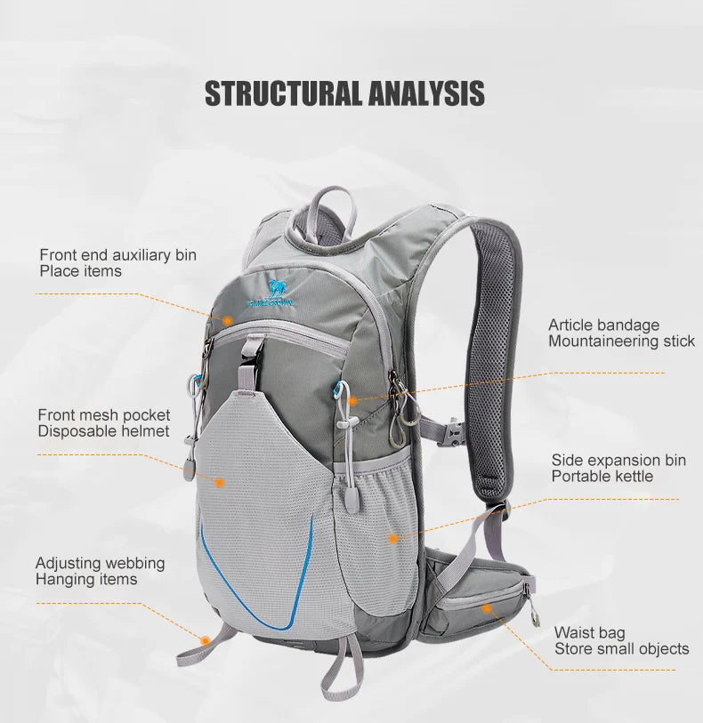 12L Waterproof Mountaineering Backpack Grey