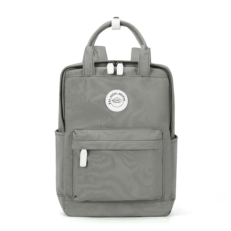 School Nylon Backpack for Teens and Women (Grey)