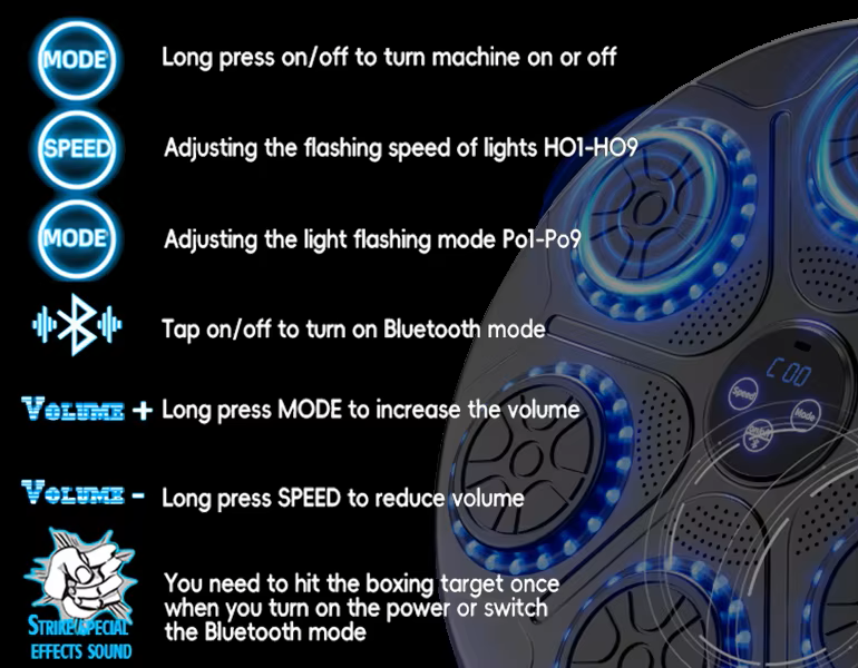 Smart Music Boxing Machine - W/ Bluetooth Connectivity and Gloves