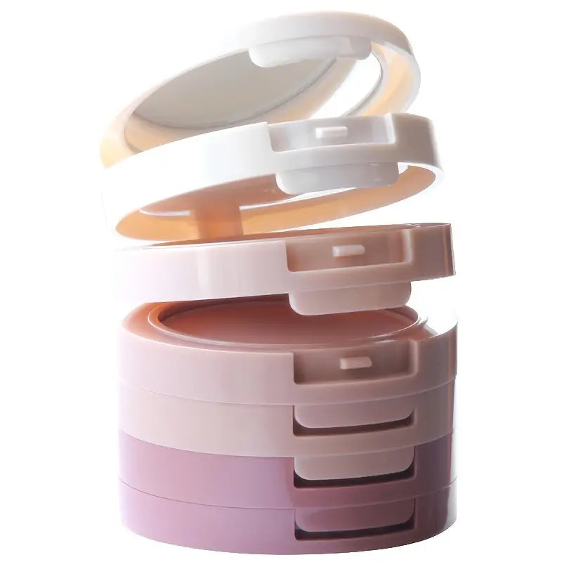 5-in-1 Concealer, Contour, Bronzer Makeup Powder, Oil Control Setting Powder With Puff And Mirror, Long Lasting And Waterproof