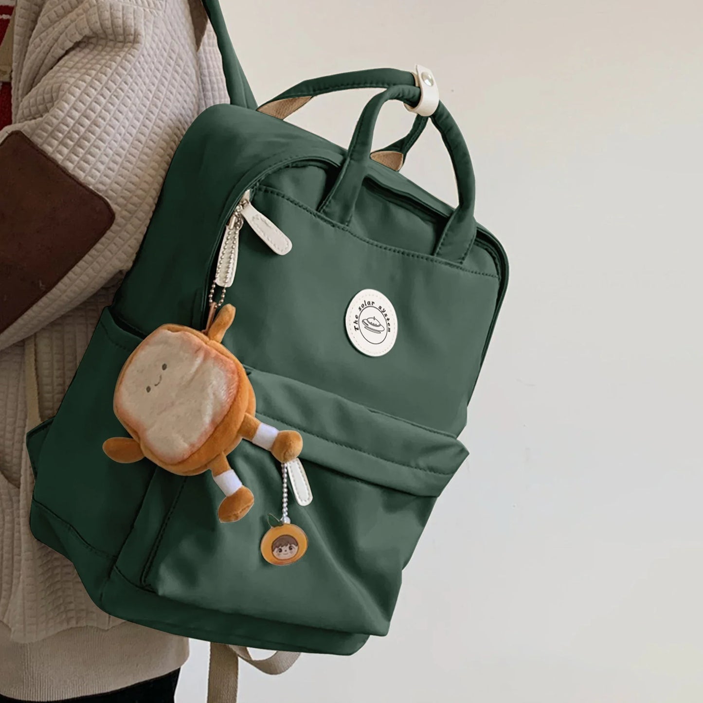 School Nylon Backpack for Teens and Women (Olive)