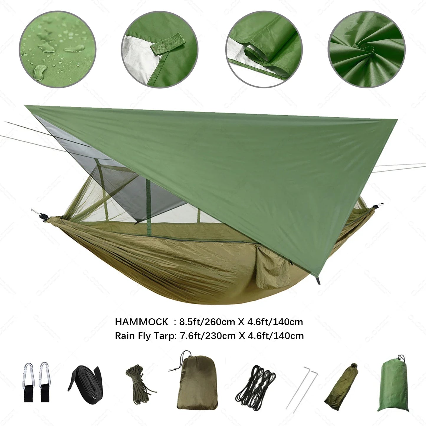 Camping Hammock with Mosquito Net and Rain Tarp