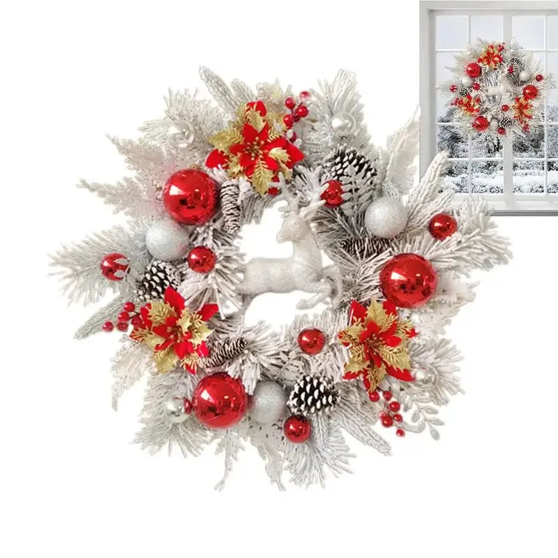 Christmas Elk Wreath Hanging Front Door Decoration