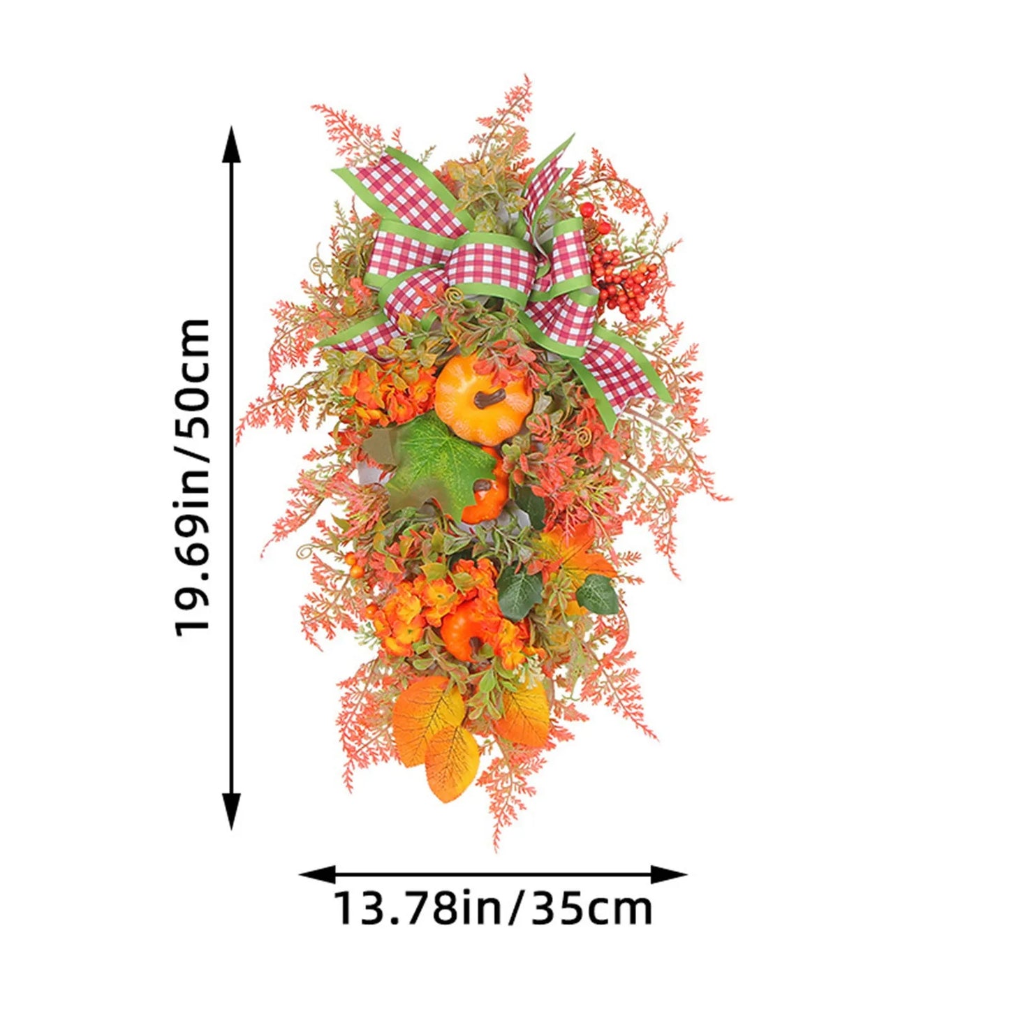 Autumn Maple Leaf Door Wreath with Pumpkins