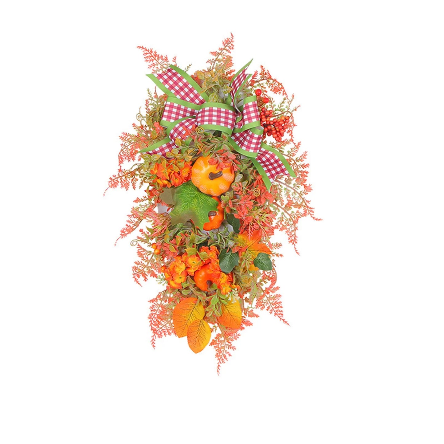Autumn Maple Leaf Door Wreath with Pumpkins