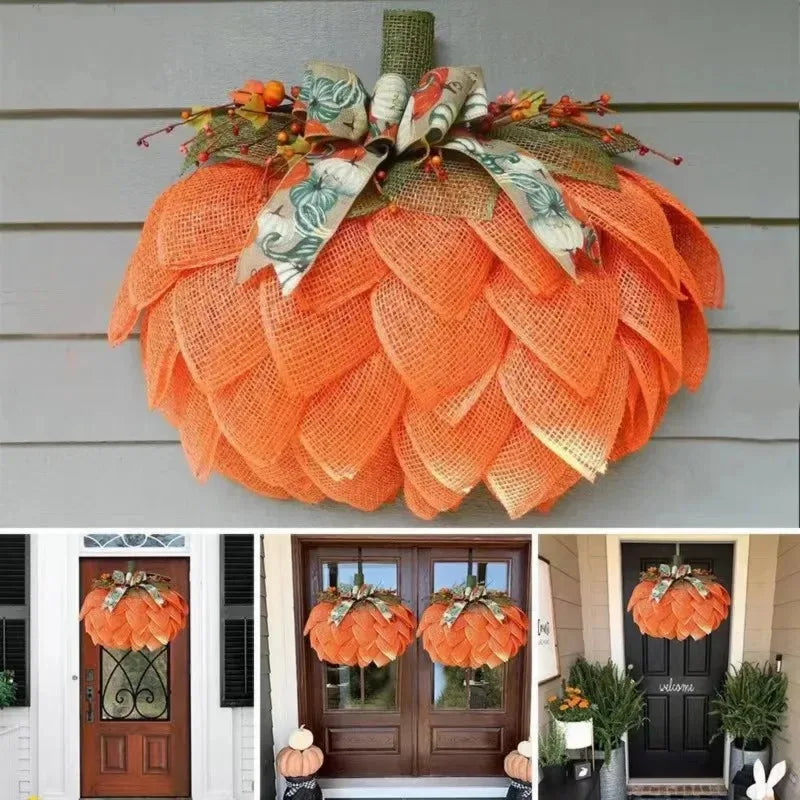 Christmas Pumpkin Wreath Harvest Door Decor
