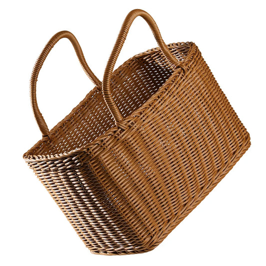 Woven Wicker Basket with Handle