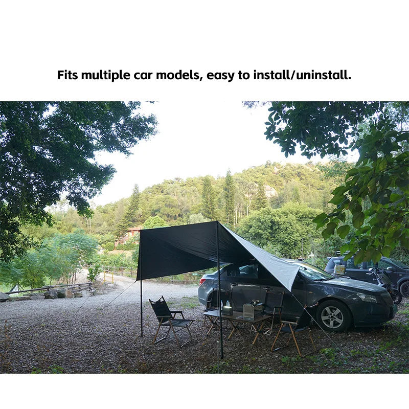 Bat Shape Car Side Awning Waterproof Rear Shelter Tent (Black)