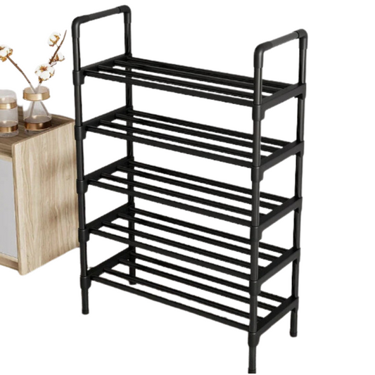 Simple Shoe Rack – Space-Saving Black Shoe Shelf(5Layers)
