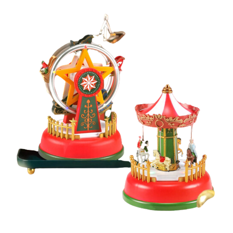 Illuminated Christmas Village Decoration Carnival Scene