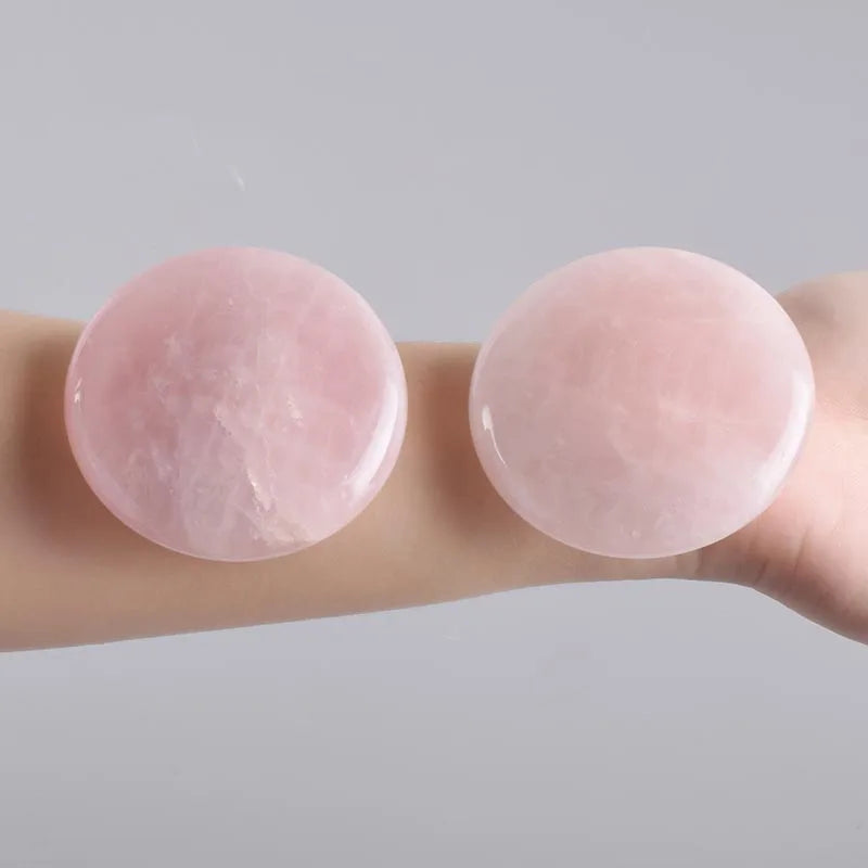 2pcs Large Rose Quartz Massage Stones 60mm Pink