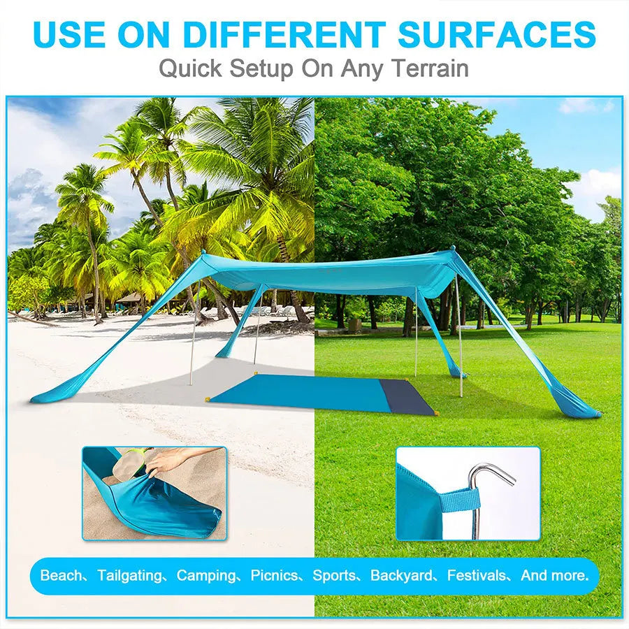 Ultralight Beach Awning Sunshade Tent for Outdoor (Blue)