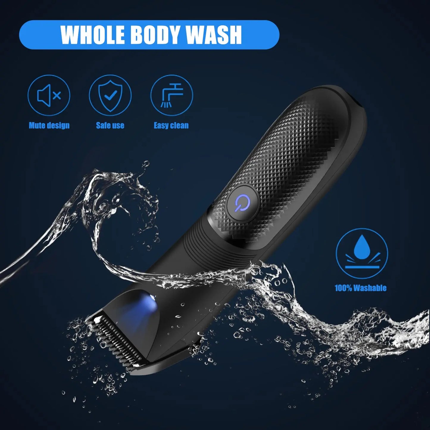 Rechargeable Body Hair Trimmer for Men Ceramic Blade & LED Light Black