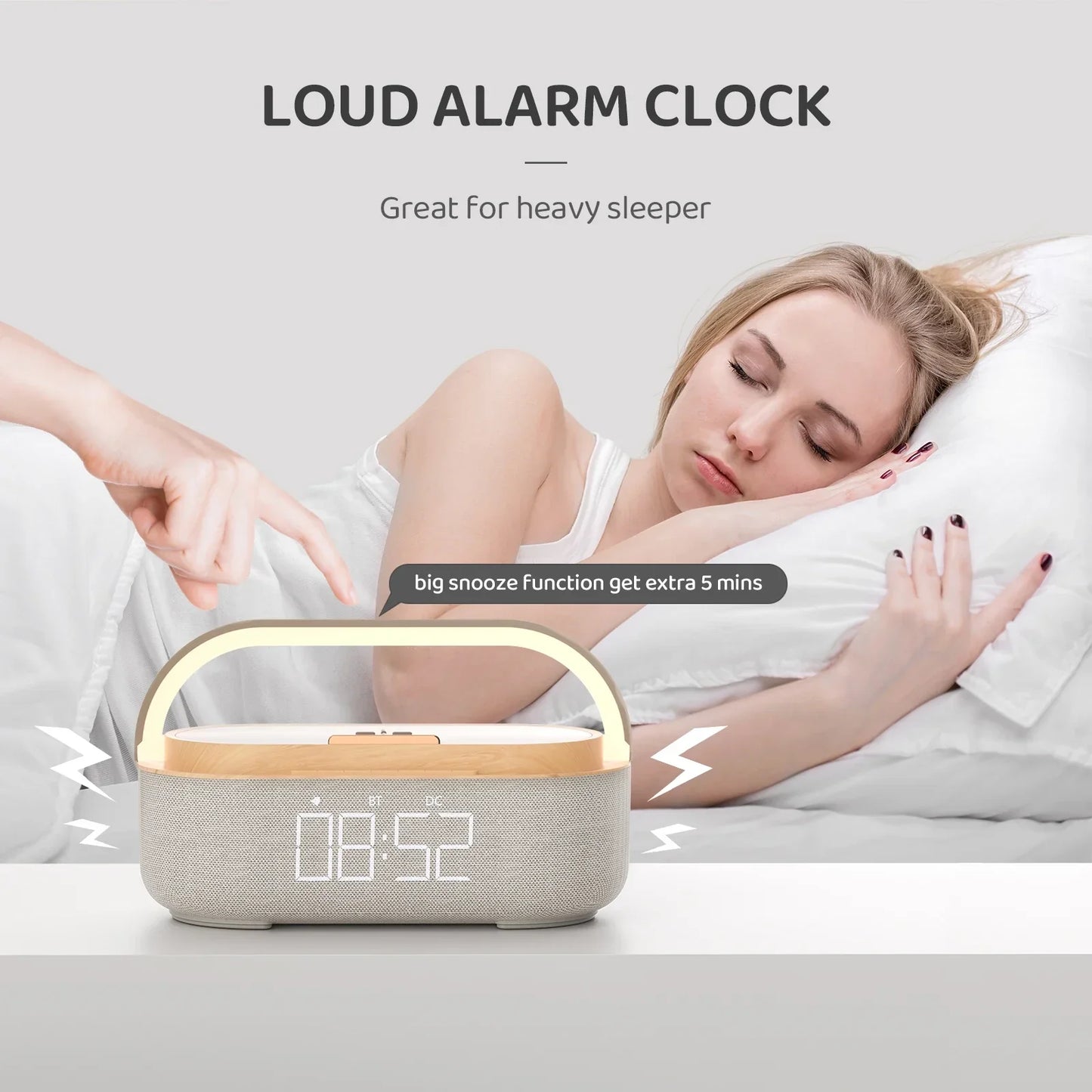 Bluetooth Speaker with Wireless Charging & Alarm Clock