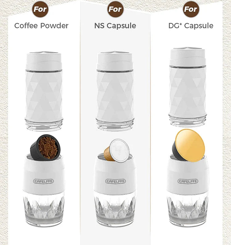 3 in 1 Portable Manual Espresso Maker Hand Press Coffee Brewer White