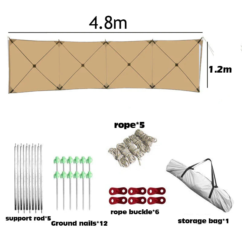 Camping Windscreen Tent Folding Windproof Shield (Khaki)