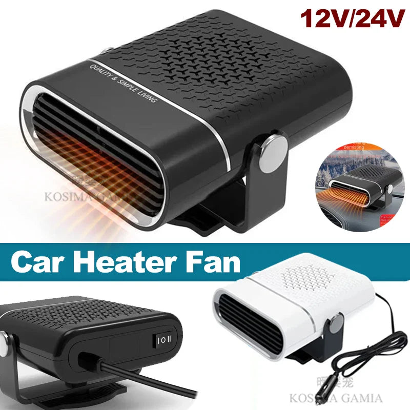 200W Portable Car Heater/Cooler Fan - 12V/24V Defroster