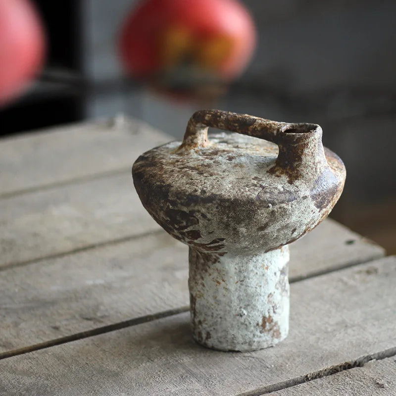 Vintage Handmade Wabi-Sabi Ceramic Flower Vase