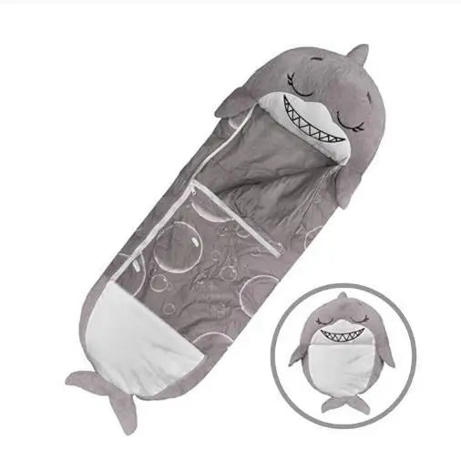Kids Cartoon Plush Sleeping Bag Pillow Set (Grey)