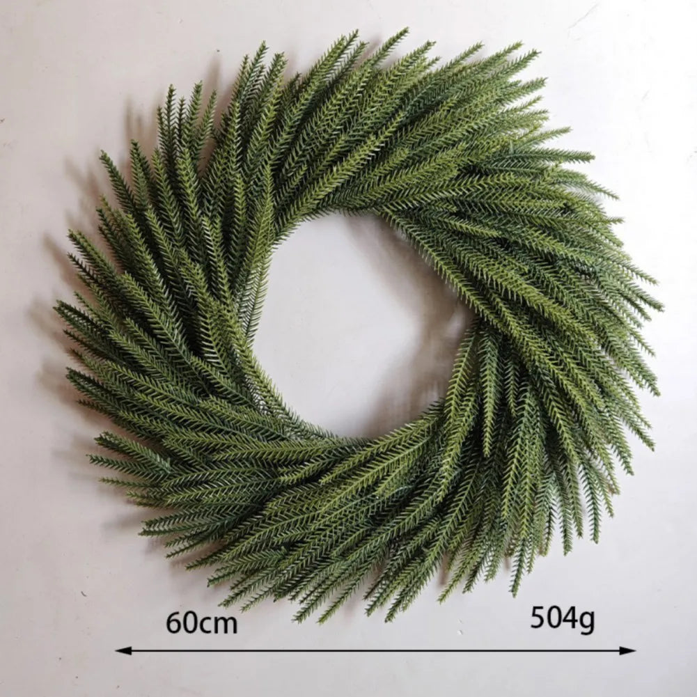 Christmas Pine Needle Garland Wreath for Door Decoration