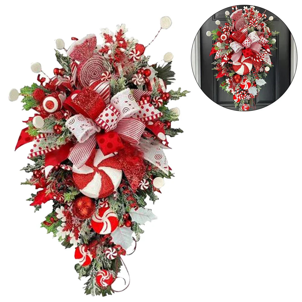 Christmas Candy Cane Swag Door Hanging Wreath