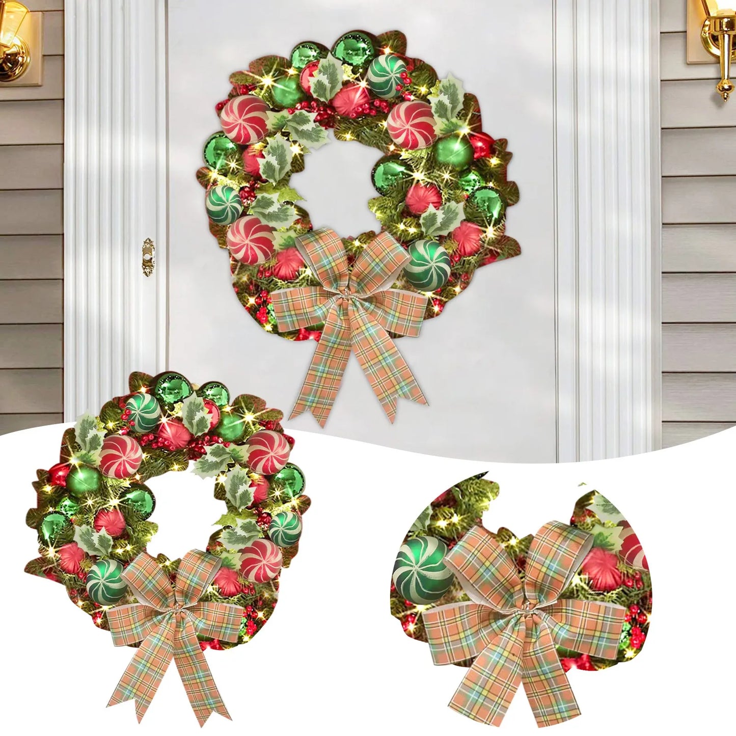 Christmas Vine Wreath with Red Bowknot and Bells
