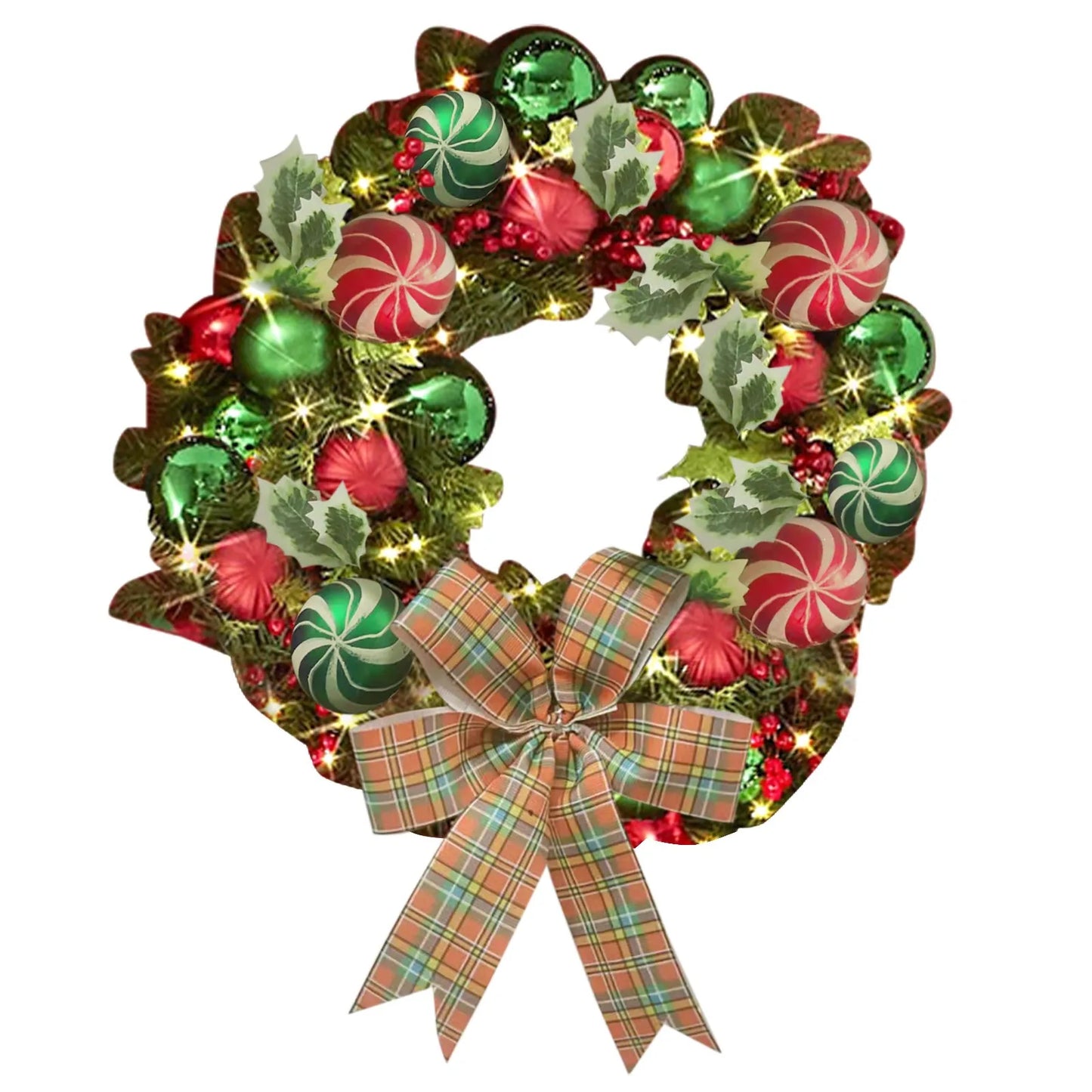 Christmas Vine Wreath with Red Bowknot and Bells