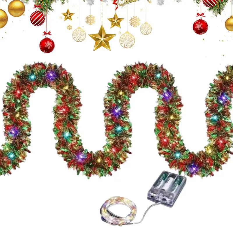 Christmas LED Tinsel Garland with Lights