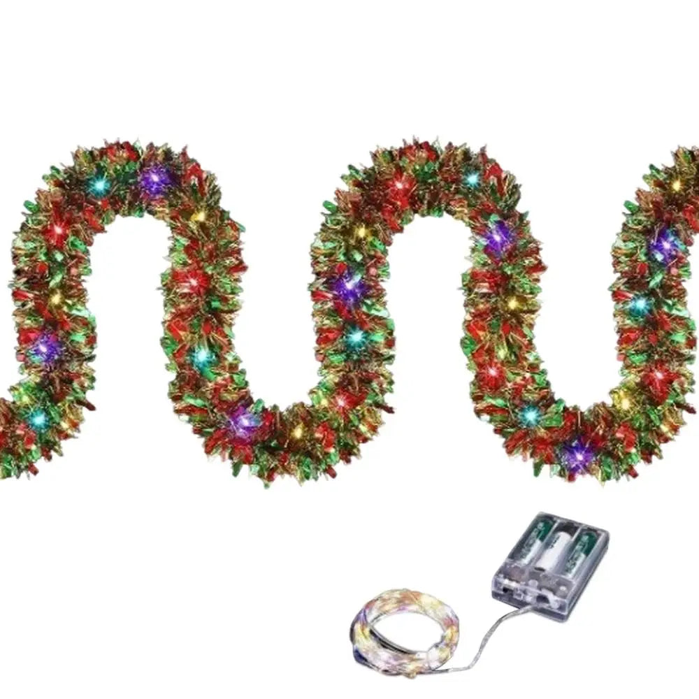 Christmas LED Tinsel Garland with Lights