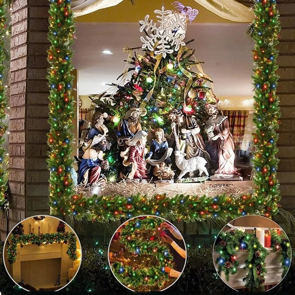 Christmas Garland with Pinecones & Red Berries - 2.7m