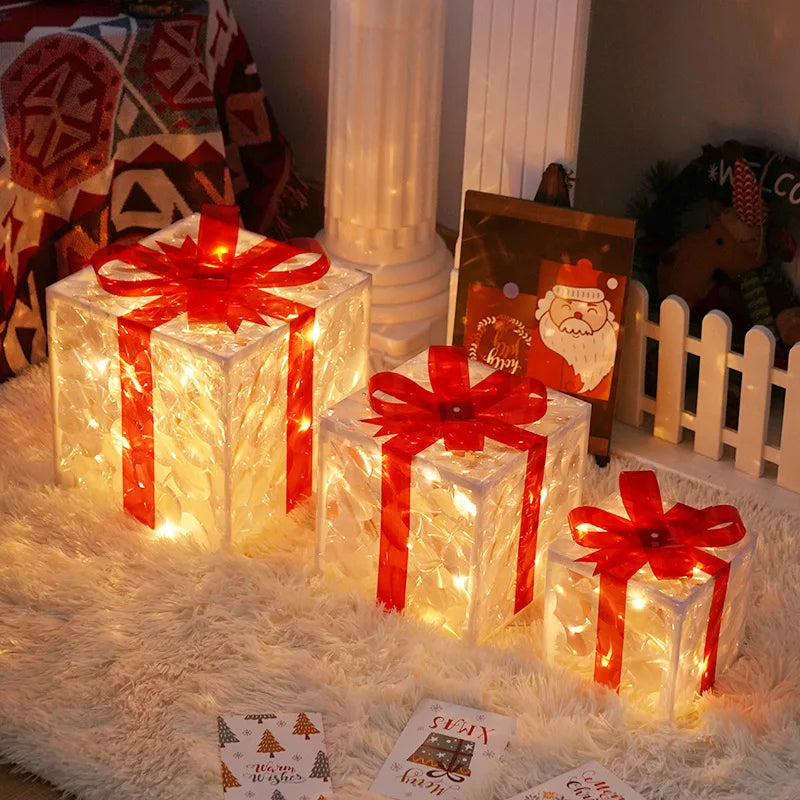 Christmas Glowing Gift Box Decoration Ornament