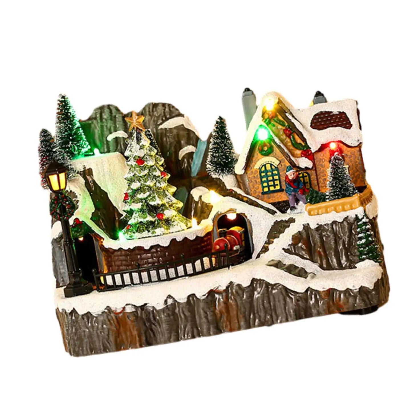 Christmas Luminous House Scene Cabin Ornament Decoration