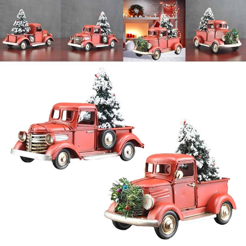 Wooden Farmhouse Christmas Truck Ornament with Christmas Tree
