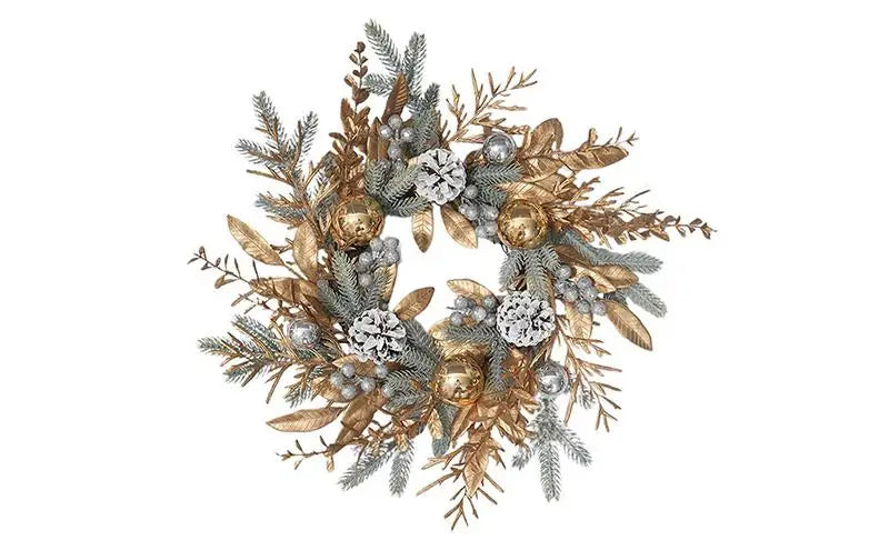 Christmas Pinecone Wreath with Greenery Garland
