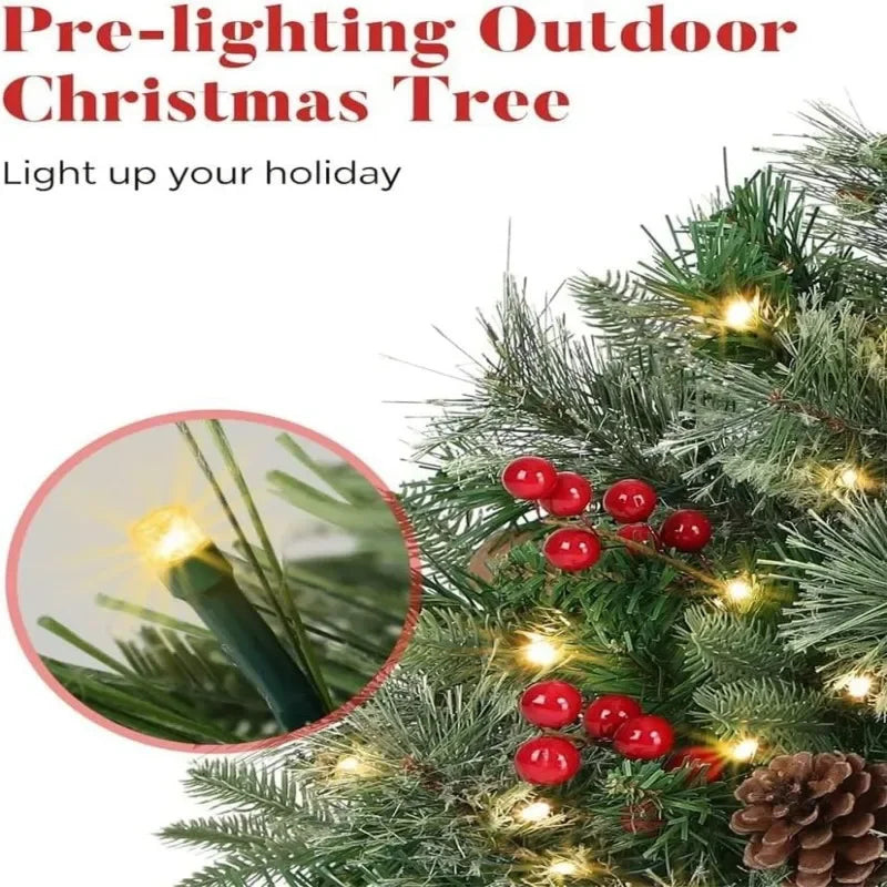Christmas Planter Lighted Artificial Pine Trees with LED Lights