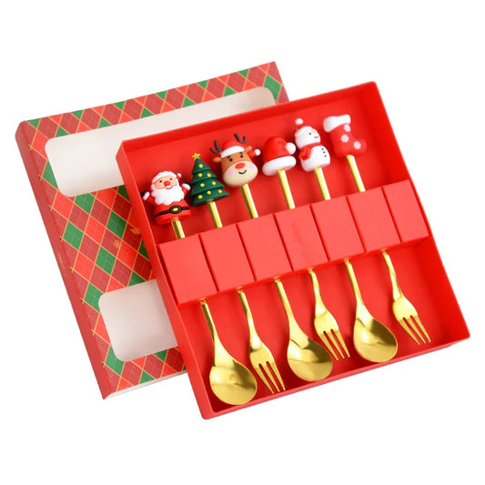 Christmas Spoon & Fork Set Stainless Steel Tableware (6 pcs)