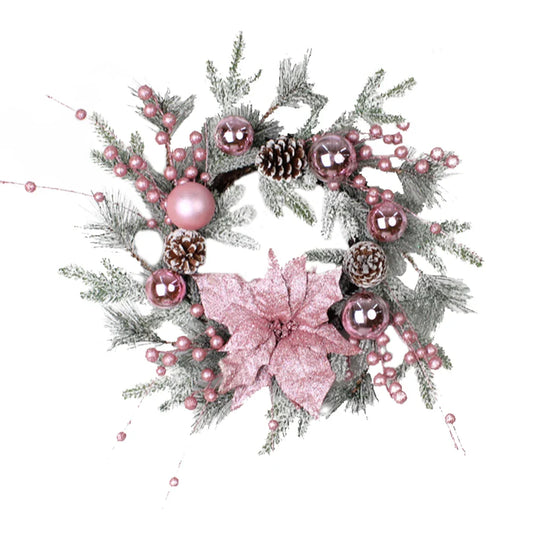 Christmas Pink Rattan Hanging Garland with Balls
